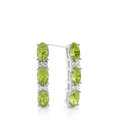 Prong Setting Oval Peridot Earrings
