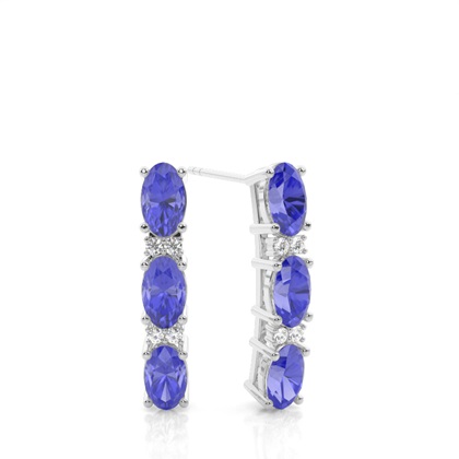 Prong Setting Oval Tanzanite Earrings