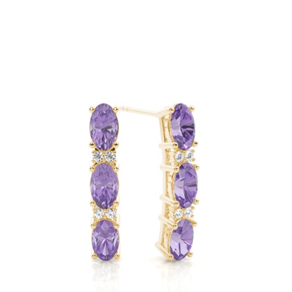 Prong Setting Oval Amethyst Earrings