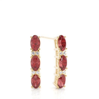 Prong Setting Oval Garnet Earrings