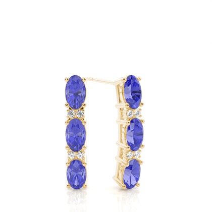Prong Setting Oval Tanzanite Earrings