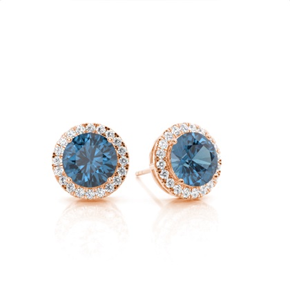 Rose Gold Halo Diamond Earrings