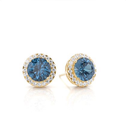 Yellow Gold Halo Diamond Earrings