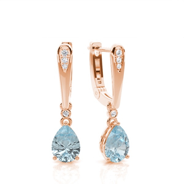 Prong Setting Pear Aqumarine Earrings