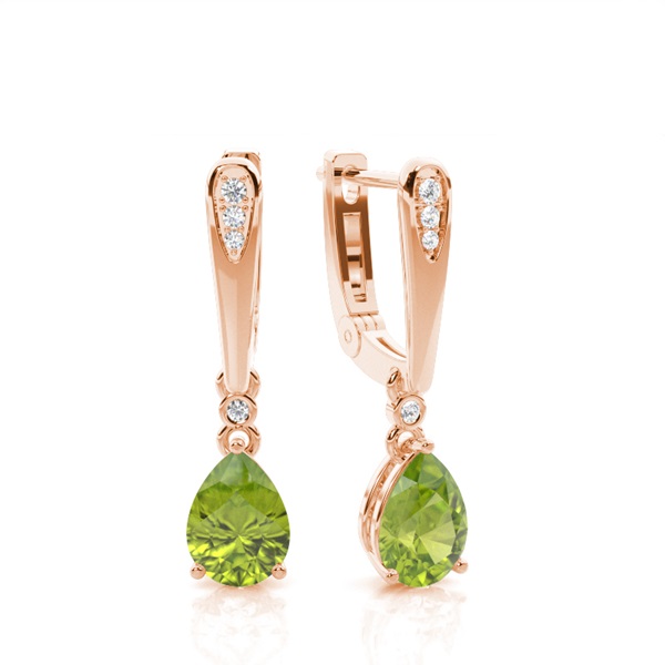 Prong Setting Pear Peridot Earrings