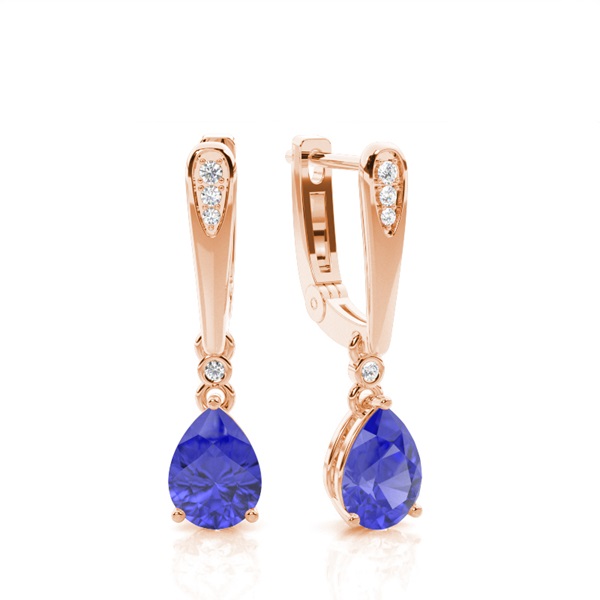 Prong Setting Pear Tanzanite Earrings