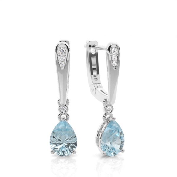 Prong Setting Pear Aqumarine Earrings