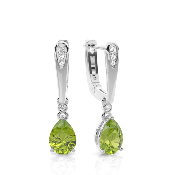 Prong Setting Pear Peridot Earrings