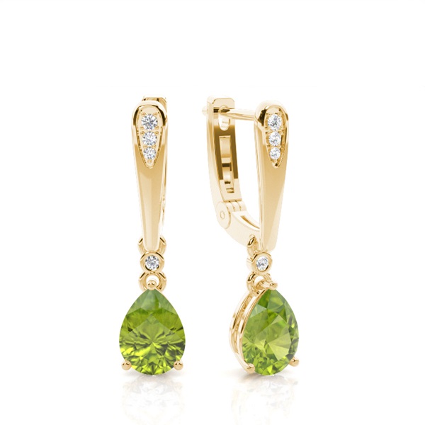 Prong Setting Pear Peridot Earrings