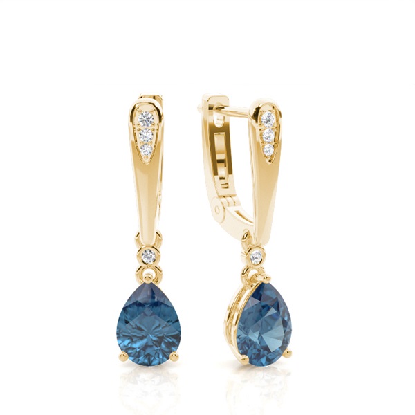 Prong Setting Pear Blue Topaz Earrings