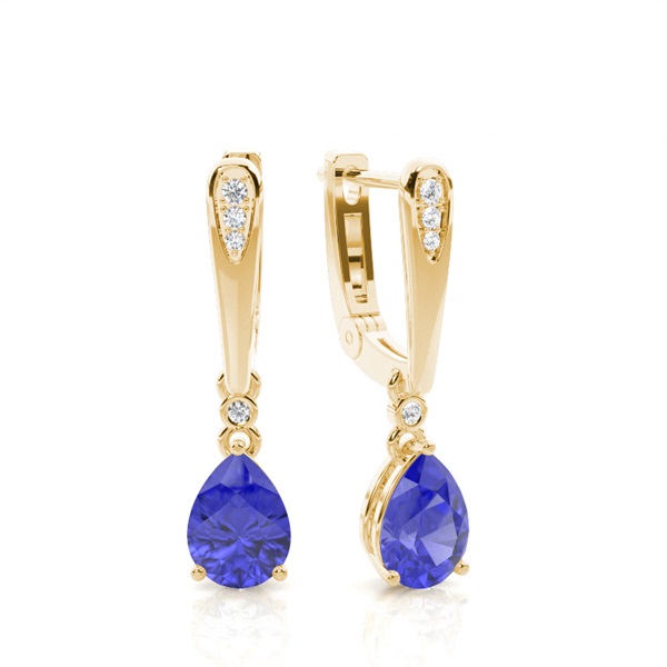 Prong Setting Pear Tanzanite Earrings
