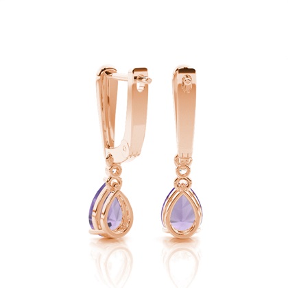 Tropfenförmige Amethyst Ohrringe in einer Krappenfassung