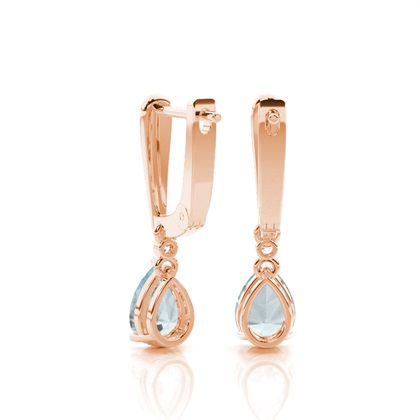 Tropfenförmige Aquamarin Ohrringe in einer Krappenfassung