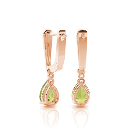 Tropfenförmige Peridot Ohrringe in einer Krappenfassung