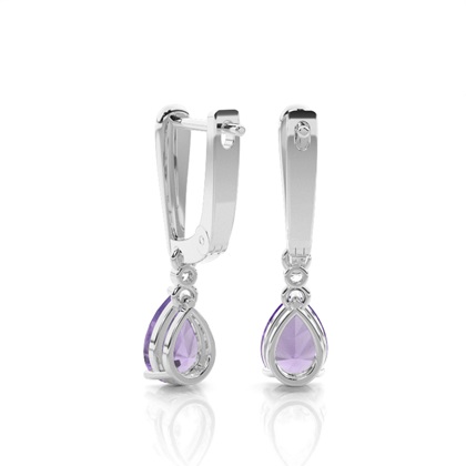 Tropfenförmige Amethyst Ohrringe in einer Krappenfassung