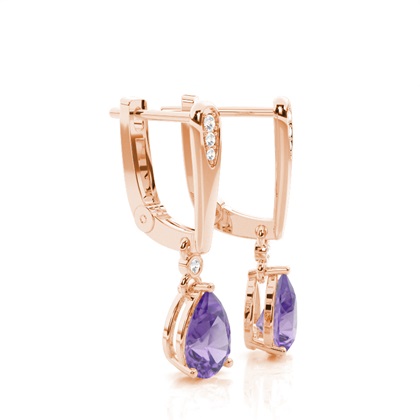 Tropfenförmige Amethyst Ohrringe in einer Krappenfassung