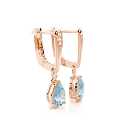 Tropfenförmige Aquamarin Ohrringe in einer Krappenfassung