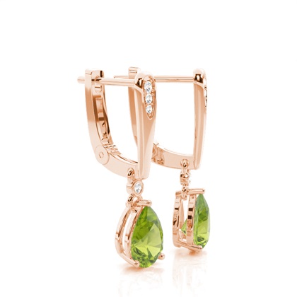 Tropfenförmige Peridot Ohrringe in einer Krappenfassung
