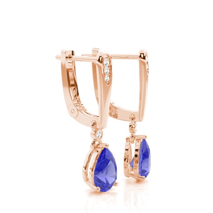 Tropfenförmige Tansanit Ohrringe in einer Krappenfassung