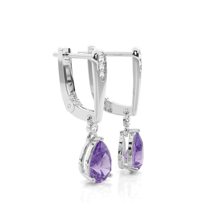 Prong Setting Pear Amethyst Earrings