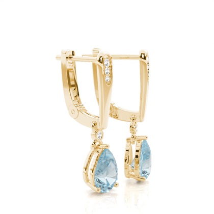 Tropfenförmige Aquamarin Ohrringe in einer Krappenfassung