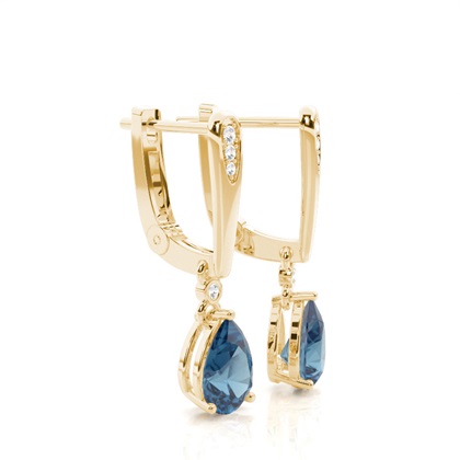 Prong Setting Pear Blue Topaz Earrings