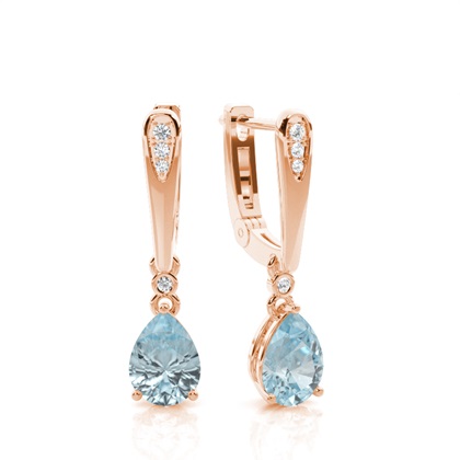Prong Setting Pear Aqumarine Earrings