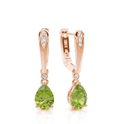 Prong Setting Pear Peridot Earrings