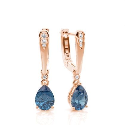 Prong Setting Pear Blue Topaz Earrings