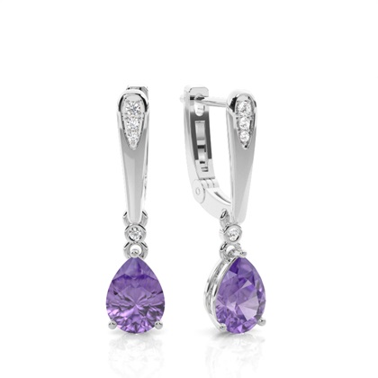 Prong Setting Pear Amethyst Earrings