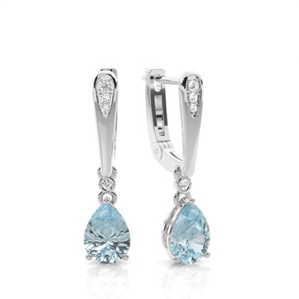 Prong Setting Pear Aqumarine Earrings