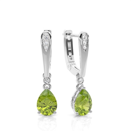 Prong Setting Pear Peridot Earrings