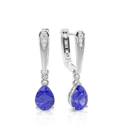 Prong Setting Pear Tanzanite Earrings