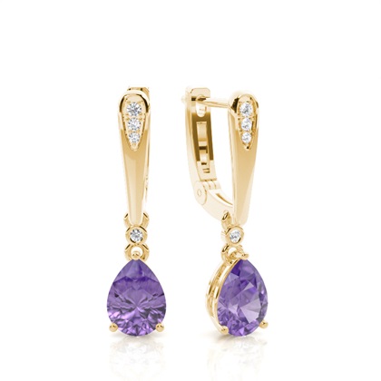 Prong Setting Pear Amethyst Earrings