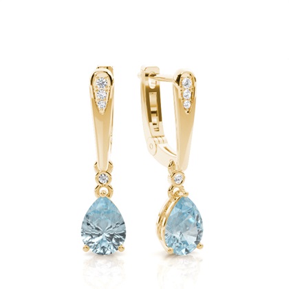 Prong Setting Pear Aqumarine Earrings