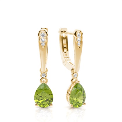 Prong Setting Pear Peridot Earrings