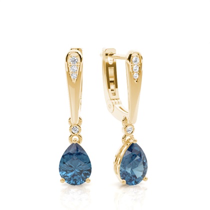 Prong Setting Pear Blue Topaz Earrings