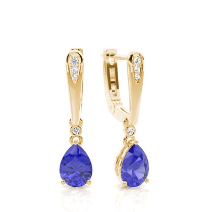 Prong Setting Pear Tanzanite Earrings