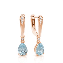 Prong Setting Pear Aqumarine Earrings