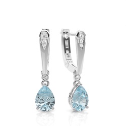 Prong Setting Pear Aqumarine Earrings