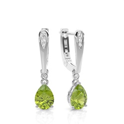 Prong Setting Pear Peridot Earrings