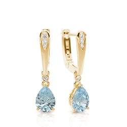 Prong Setting Pear Aqumarine Earrings