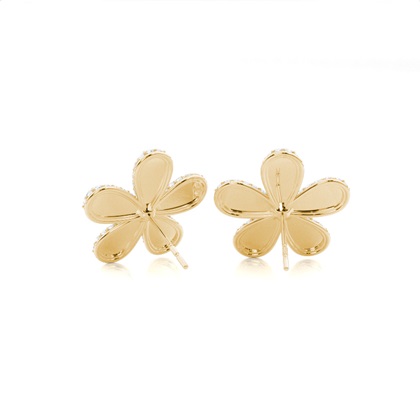 Prong Setting Round Diamond Flower Stud Earrings