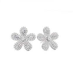 Prong Setting Round Diamond Flower Stud Earrings
