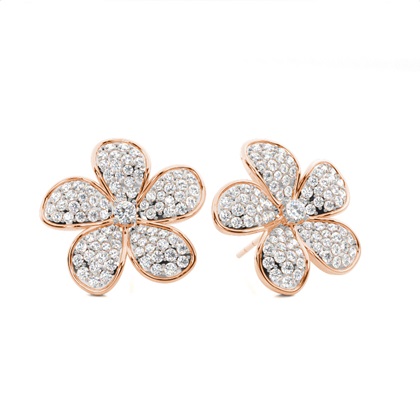 Prong Setting Round Diamond Flower Stud Earrings