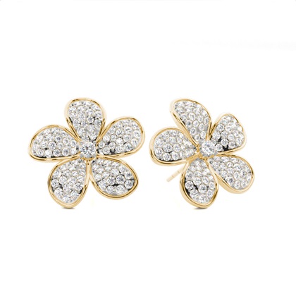 Prong Setting Round Diamond Flower Stud Earrings