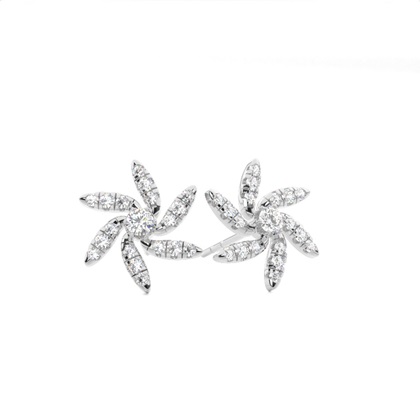 Prong Setting Round Diamond Cluster Stud Earrings