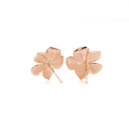 Prong Setting Runde Diamant Blume Ohrstecker