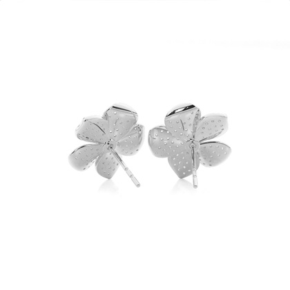 Prong Setting Round Diamond Flower Stud Earrings