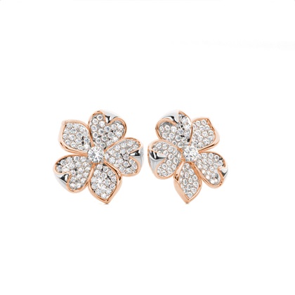 Prong Setting Round Diamond Flower Stud Earrings